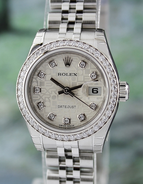 (image for) UNWORN ROLEX LADY OYSTER PERPETUAL DATEJUST / ORIGINAL DIAMOND BEZEL / 179384